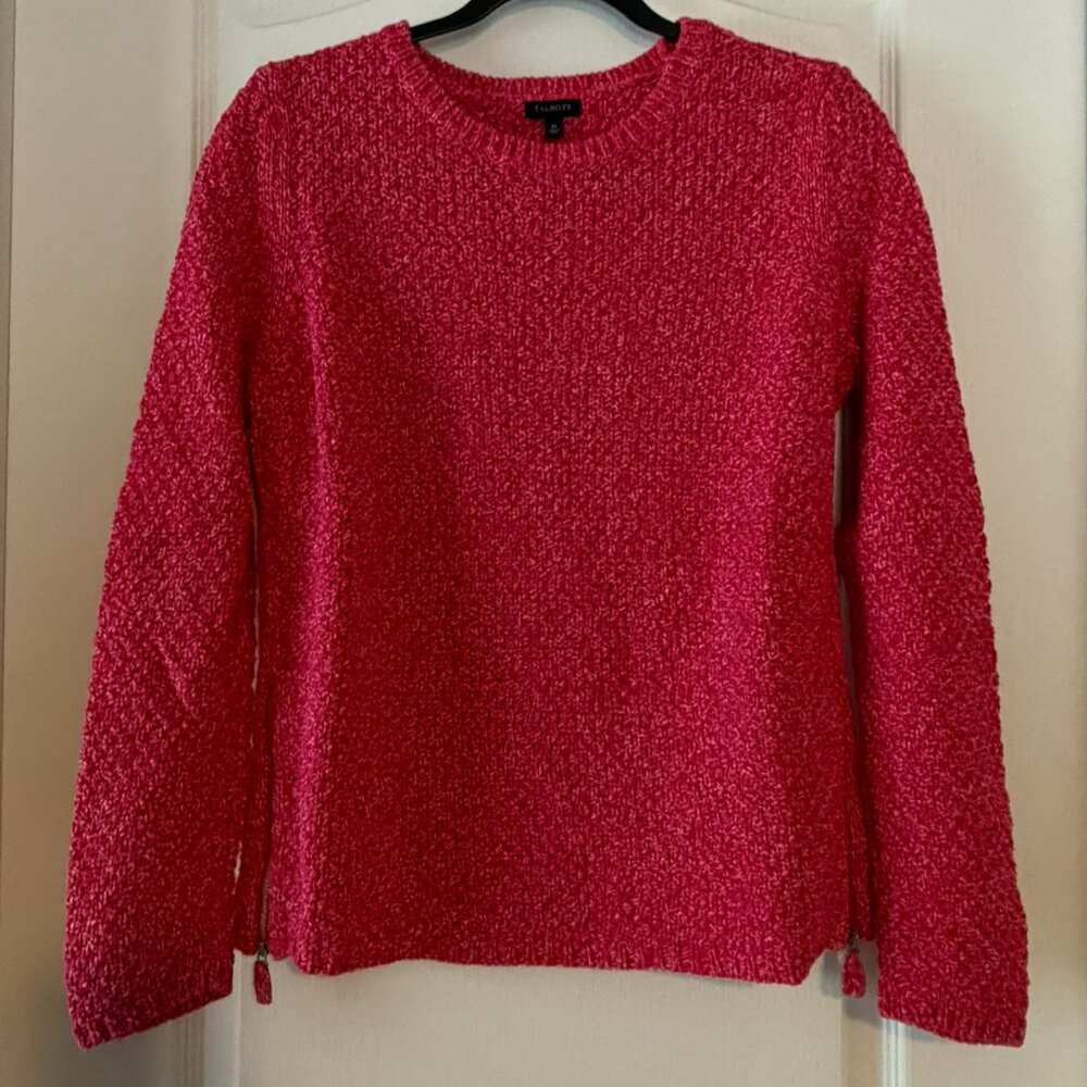 Talbots Fuschia Marled Crew Neck Sweater Size M in Very Good Condition